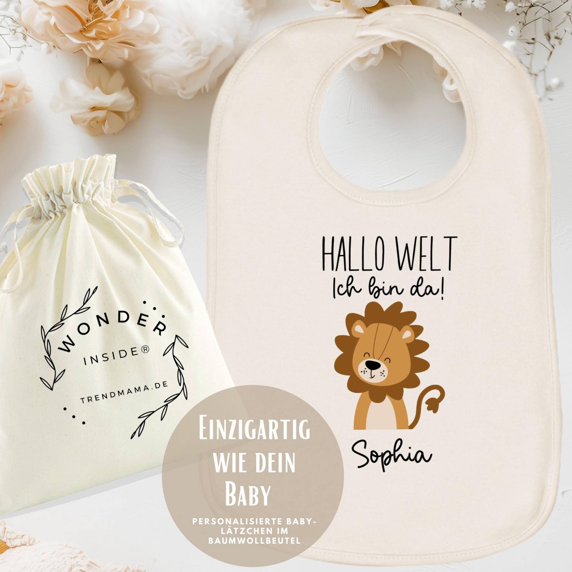 Personalisiertes Babylätzchen - Mit Namen |Geschenk Geburt, Baby Shower & Taufe | Baby-Lätzchen Klettverschluss| Baumwollbeutel-Verpackung Personalisiertes Babylätzchen - Mit Namen |Geschenk Geburt, Baby Shower & Taufe | Baby-Lätzchen Klettverschluss| Baumwollbeutel-Verpackung von Etsy - TrendMama