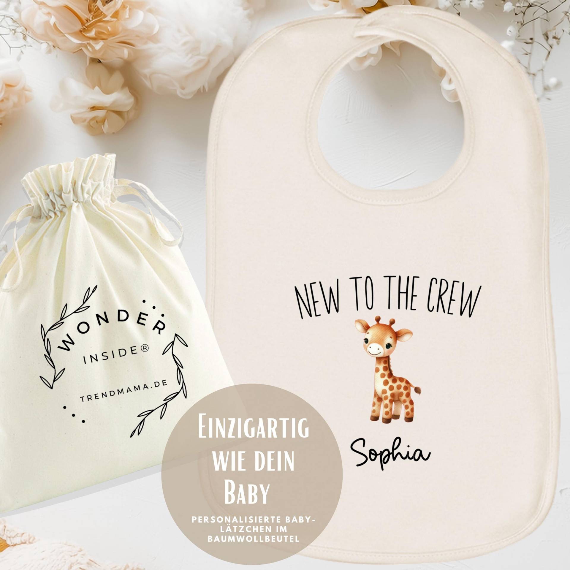 Personalisiertes Babylätzchen - Mit Namen | New To The Crew |Geschenk Geburt, Baby Shower & Taufe Design Giraffe Im Baumwollbeutel Personalisiertes Babylätzchen - Mit Namen | New To The Crew |Geschenk Geburt, Baby Shower & Taufe Design Giraffe Im Baumwollbeutel von Etsy - TrendMama