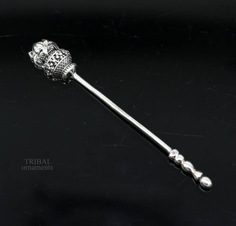 3 cm Lange Handgemachte Solide 925 Sterlingsilber Kumkum Sticks, Eyeliner Stick, Kajal Surma Bräute Vintage Style Geschenk Su656 von Etsy - TribalOrnaments