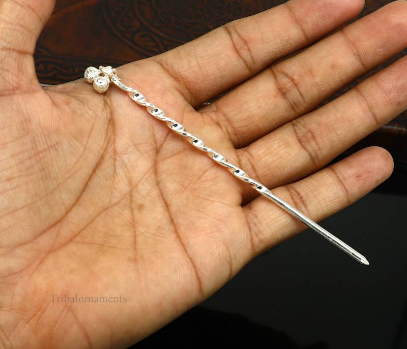 11, 5 cm Langes Handgemachtes Massiv Sterling Silber Eyeliner Stick, Kajal Sticks, Surma Fabelhaftes Braut Geschenk Vintage Stil Su398 von Etsy - TribalOrnaments