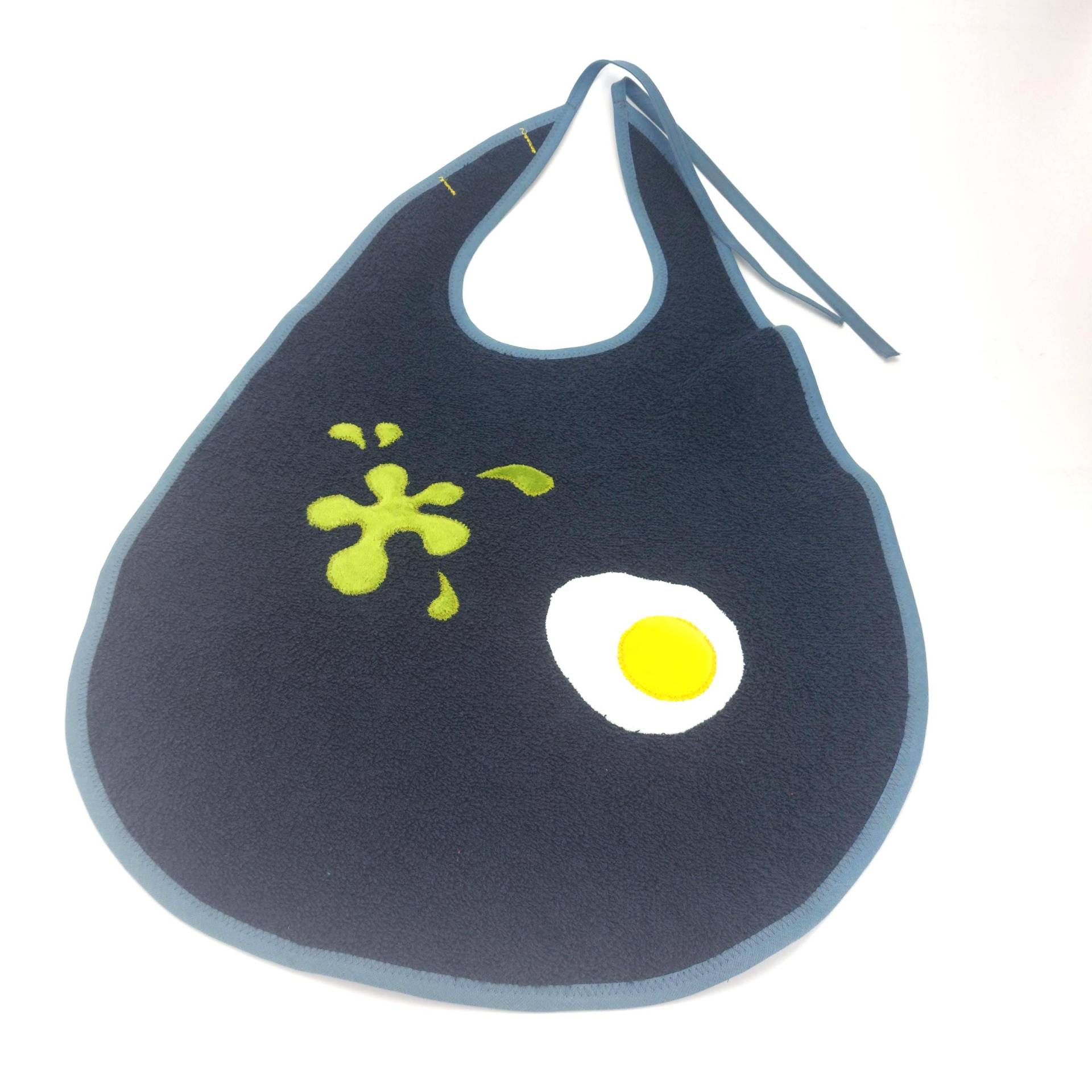 Großes Senoiren-Lätzchen Xxl, Für Erwachsene, Schwarz, Mit Spiegelei Und Spinatfleck-Applikation von Etsy - Trullafabrik