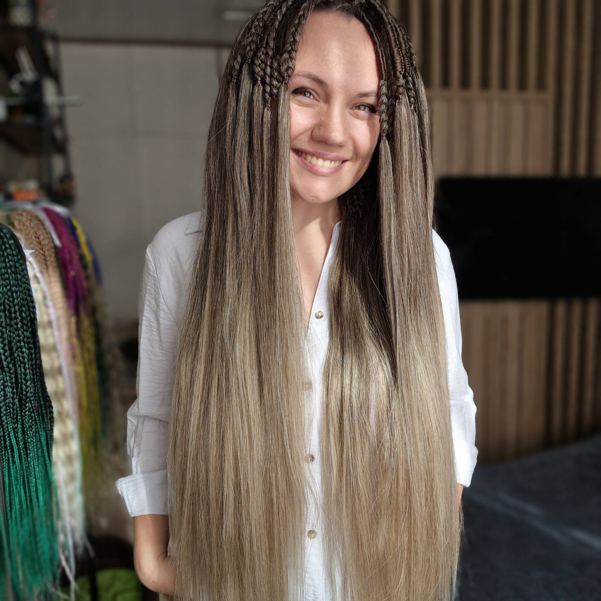 Zöpfe Mit Losen Enden Ombre Dunkelbraun Bis Mehrere Schattierungen Von Dunkelblond Flechthaare Doppelendige Haarverlängerungen Lange Haare von Etsy - TsymayDreads