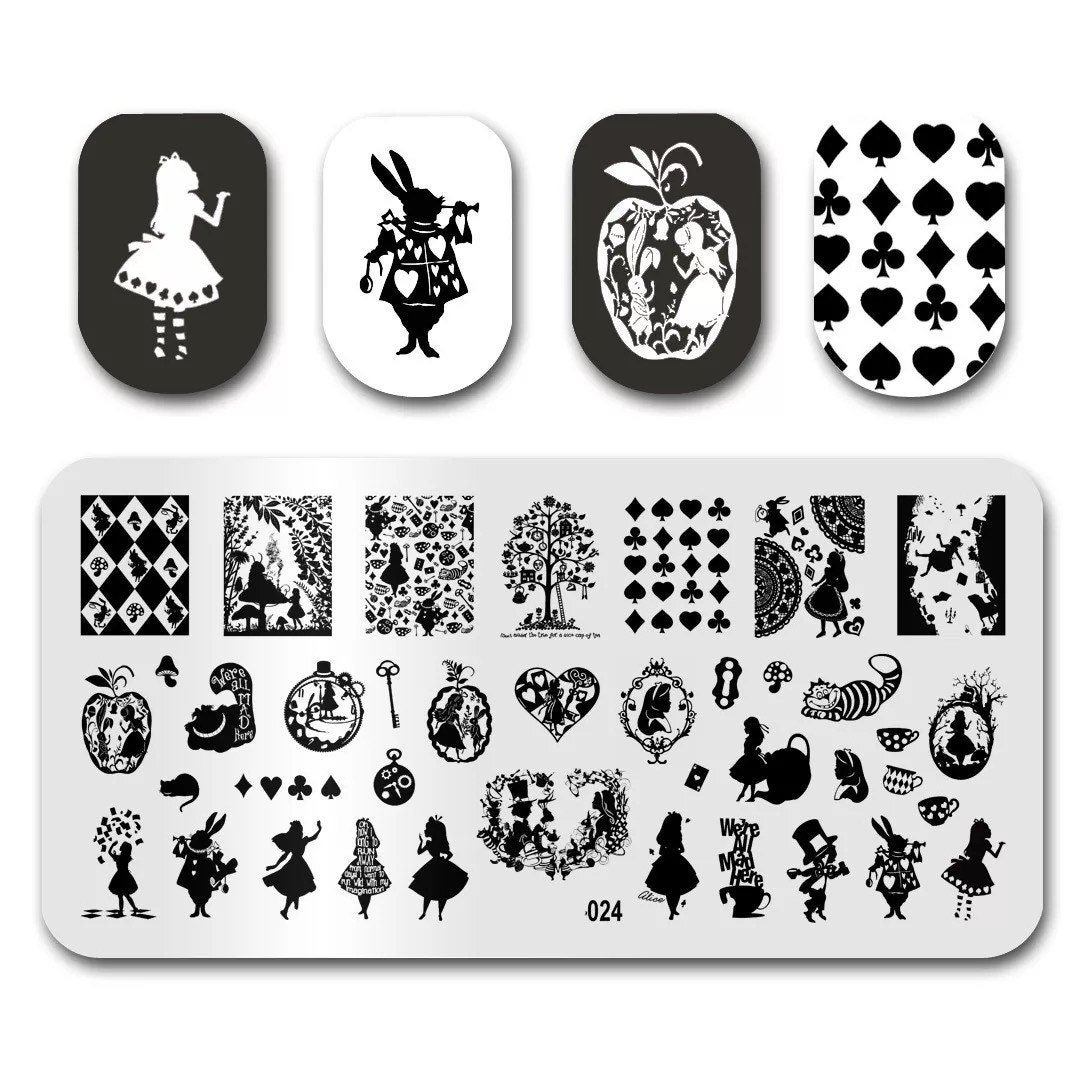 Herz Dame Platte Nagel Stempel Für Diy Maniküre Art Nail Stamping Werkzeug // Alice Im Wunderland von Etsy - TwistedRealityCrafts