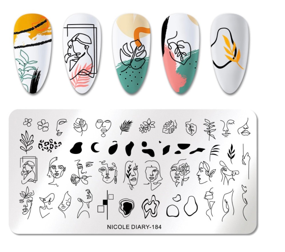 Mädchen Linie Kunst Stempelplatte Nagel Stempel Für Diy Maniküre Werkzeug Stempelplatte, Nägel von Etsy - TwistedRealityCrafts