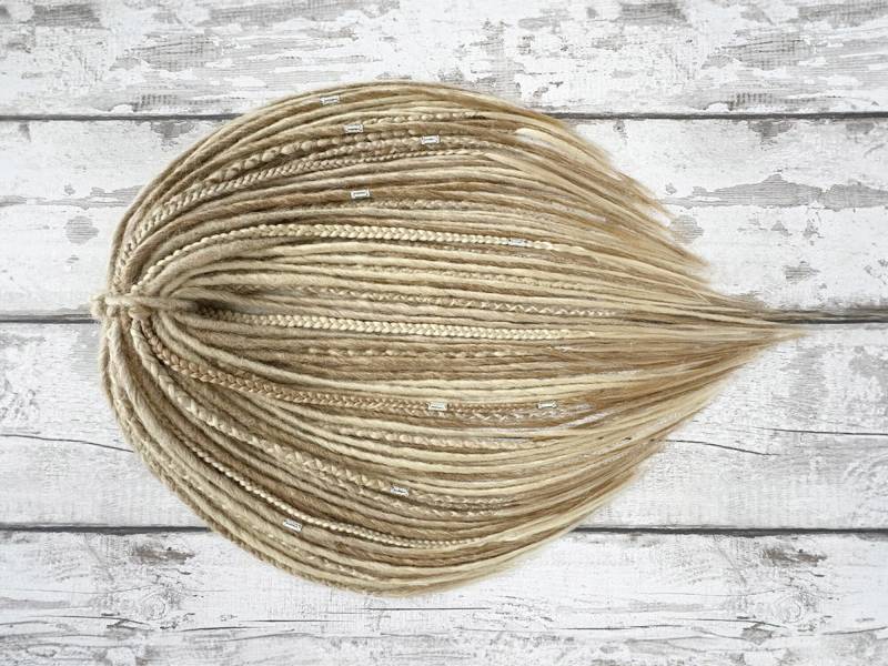 Blond Dread Locks Verlängerungen, Double End Single, Boho Locks, Viking Hippie, Partial Dreadlocks Accent von Etsy - TwodotsDreadsWigs