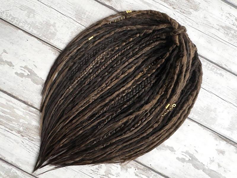 Boho Dreadlocks Verlängerungen, Hellbraune Dreads, Dunkle Akzent Double Ended Dread Single, Se Braid Dreadlock De von Etsy - TwodotsDreadsWigs