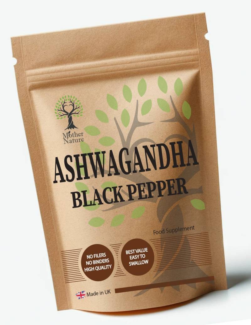 Ashwagandha Schwarzer Pfeffer 600 Mg Natürliche Kapseln Wurzelextrakt Vegan Ergänzungen von Etsy - UKmotherNature