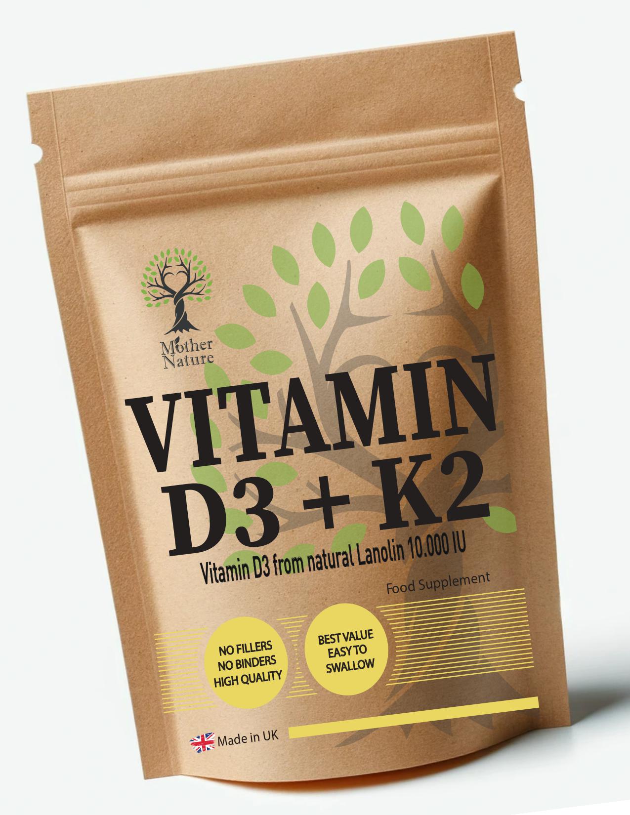 Vitamin D3 10000 Ie K2 200 Mcg Natürliches K2-Mk7-Pulver Umweltfreundliche D3-Ergänzungen Vitamin D3 10000 Ie K2 200 Mcg Natürliches K2-Mk7-Pulver Umweltfreundliche D3-Ergänzungen von Etsy - UKmotherNature
