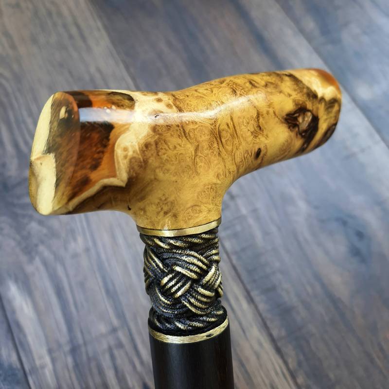 Spazierstock Maserholz Hybrid Acryl Holz Schilf Spazierstöcke Handgefertigter Handgefertigter Exklusiv S18 von Etsy - ExclusiveCane