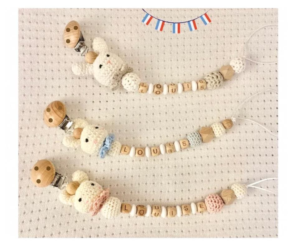 Personalisierter Schnullerclip Für Mädchen Oder Jungen/Gehäkelter Aus Holz Mit Hasenmotiv/Personalisiertes Geburtsgeschenk Jungen Personalisierter Schnullerclip Für Mädchen Oder Jungen/Gehäkelter Aus Holz Mit Hasenmotiv/Personalisiertes Geburtsgeschenk Jungen von Etsy - Unfil2bois