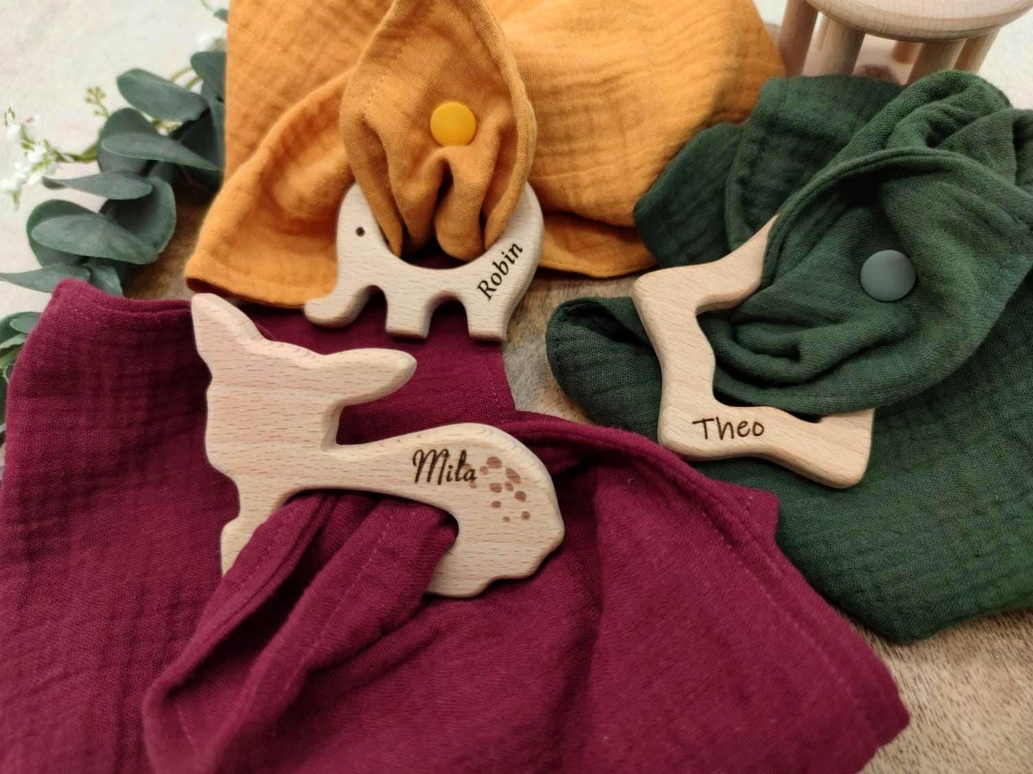 Schmusetuch Musselin Mit Holzfigur | Personalisierbar von Etsy - Unverbluemtes