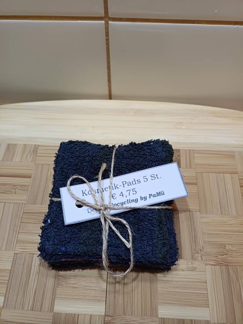 5 Kosmetikpads - Schwarz Wiederverwendbar Unikat Upcycling #743 von Etsy - UpcyclingbyPaMue