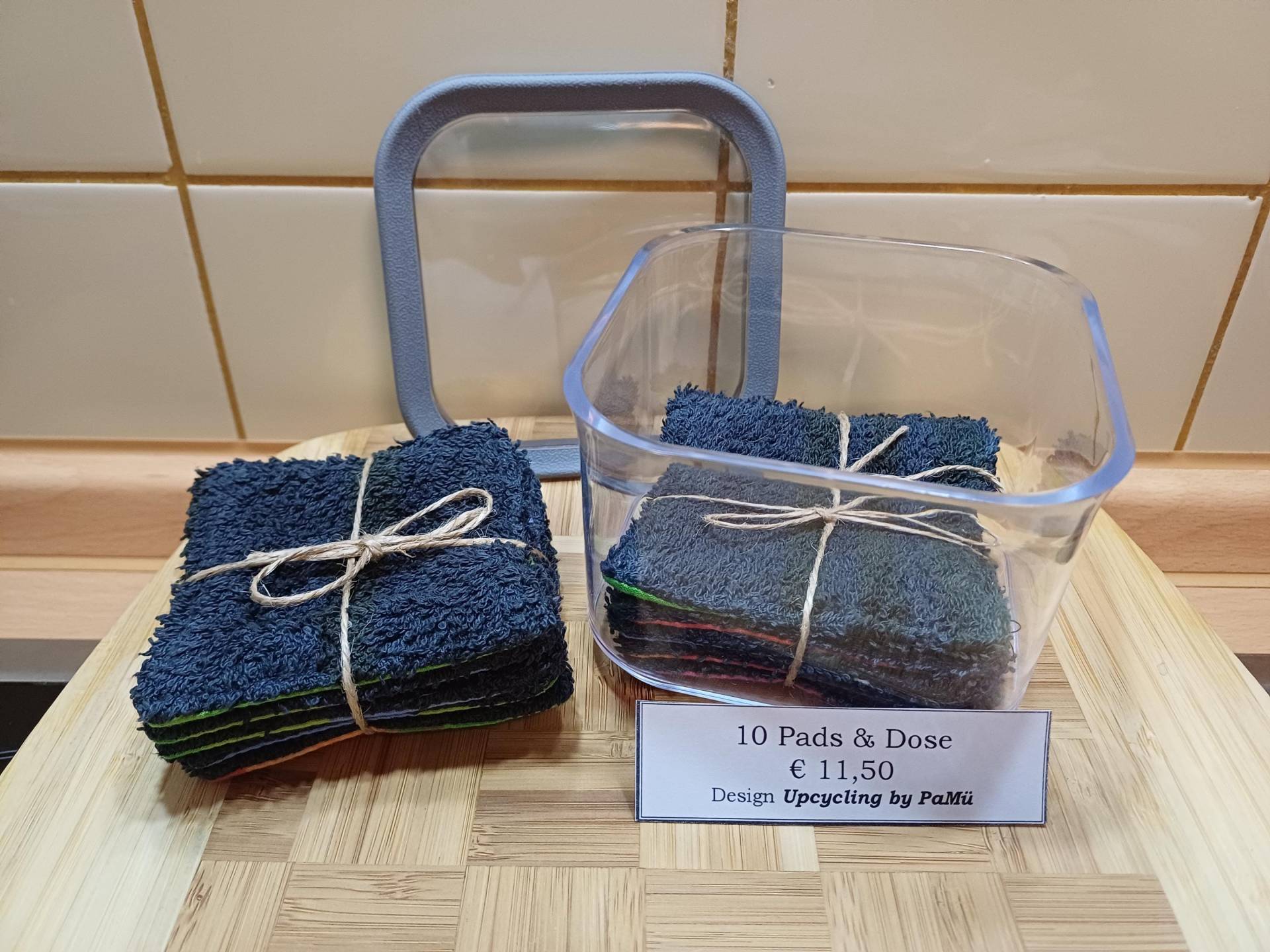 Set Aus 10 Kosmetikpads Mit Aufbewahrung - Unikat Upcycling #682 von Etsy - UpcyclingbyPaMue