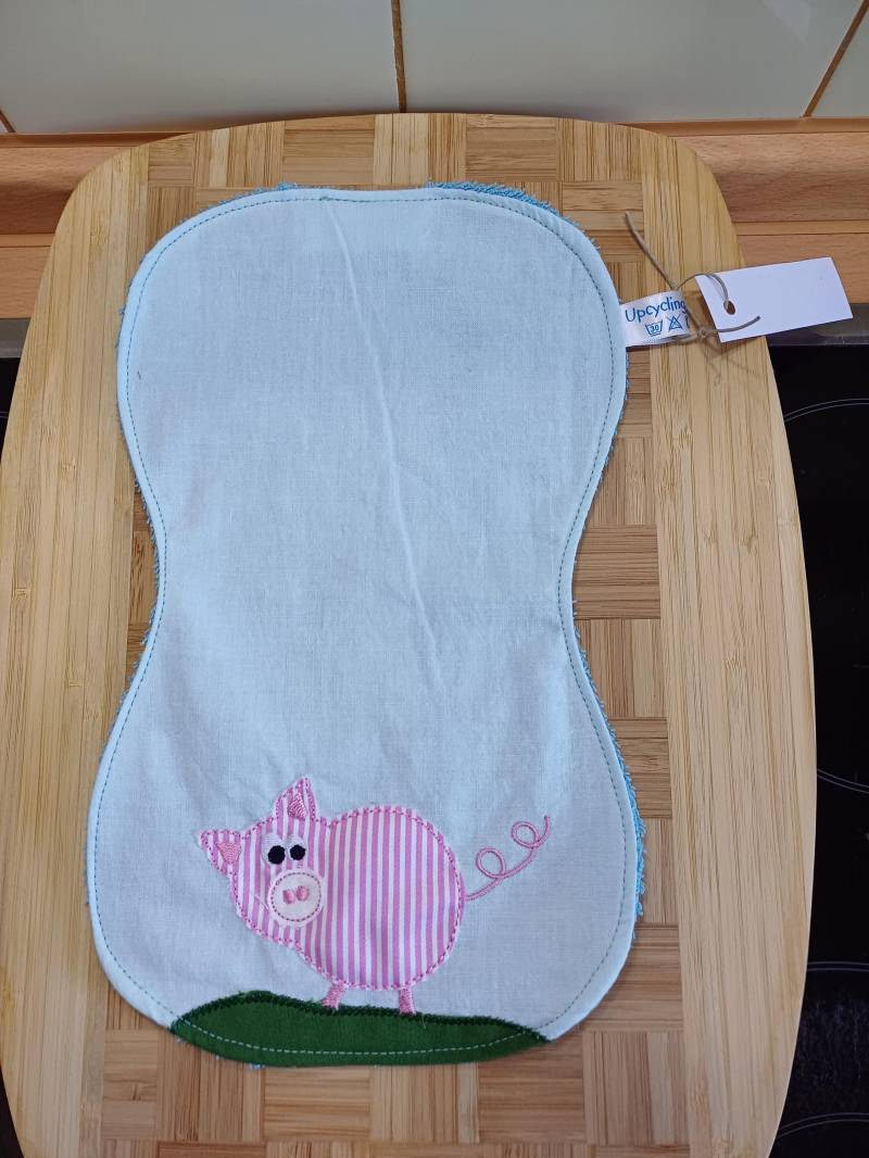 Spucktuch "Ferkel" - Türkis/Rosa Upcycling Unikat Handarbeit #346 von Etsy - UpcyclingbyPaMue