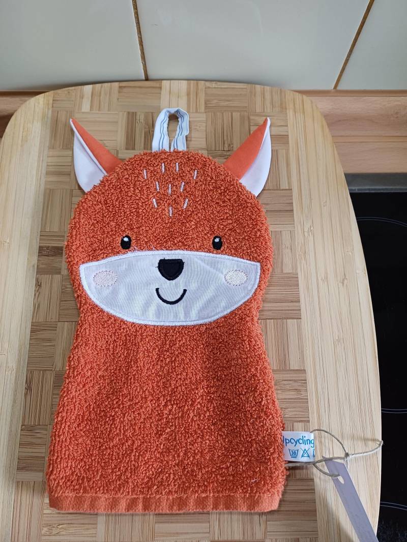 Tier-Waschlappen Fuchs Orange - Upcycling Unikat Handarbeit #378 von Etsy - UpcyclingbyPaMue