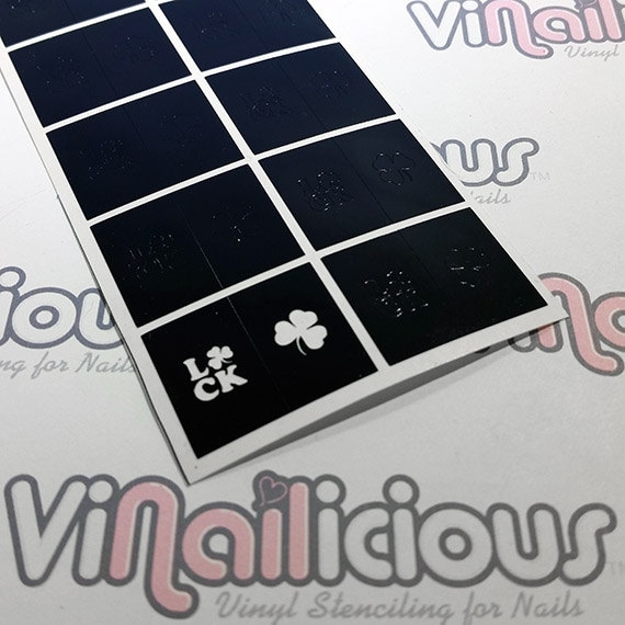 Kleeblatt Nagel Schablonen 24-Teilige Vinylfolie von Etsy - ViNailicious