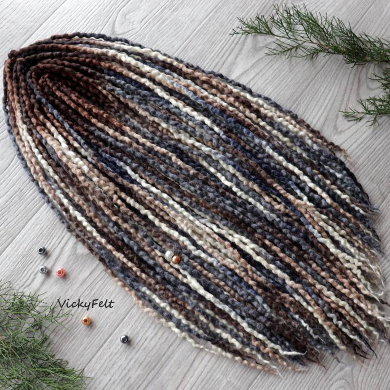 Dünne Wolle De Für Dreads Von 10 Bis Zu Kompletten Dreadlocks Doppelseitige | Schwarze Wurzeln Möglich Graubraun Gewellt von Etsy - VickyFelt