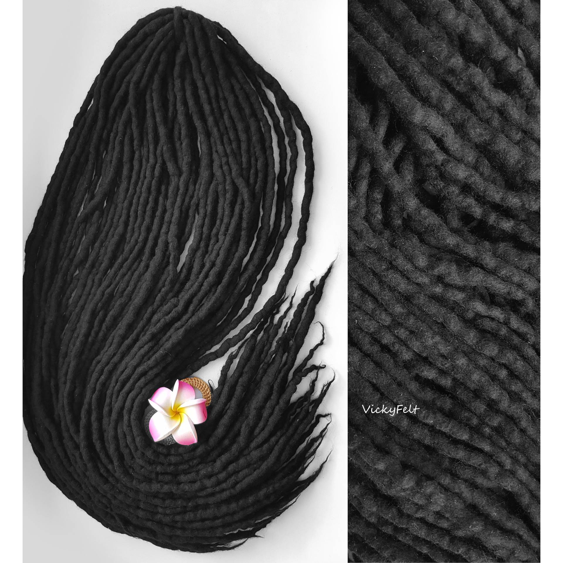 Schwarze Wolle Für Dreads 10 De Zu Komplettes Set Dreadlocks Erweiterungen Double Ended Long Wool | Schwarze 14-18, 18-22, 22-26, 26-29 Zoll von Etsy - VickyFelt