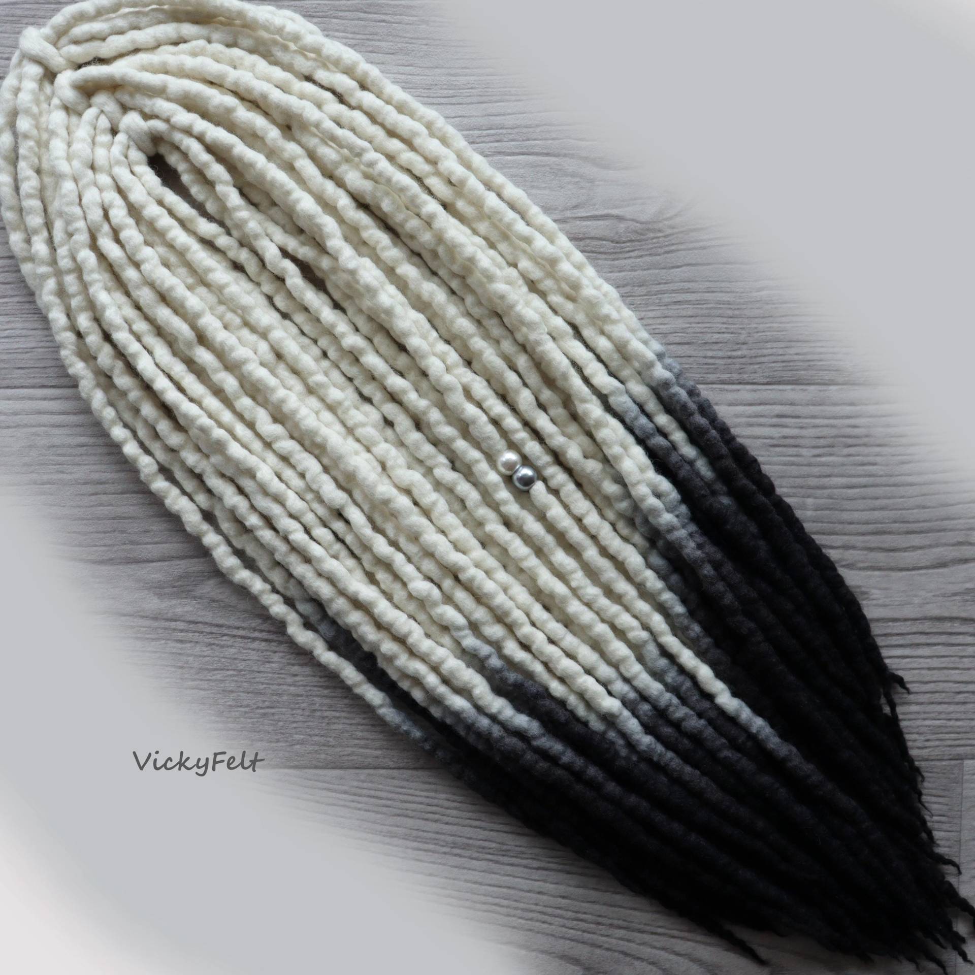 Wolle Dreadlocks Doppelendiges Komplettes Set Dreads De Ombre Naturweiß - Schwarze 14 Bis 32 Zoll, 15-60 von Etsy - VickyFelt