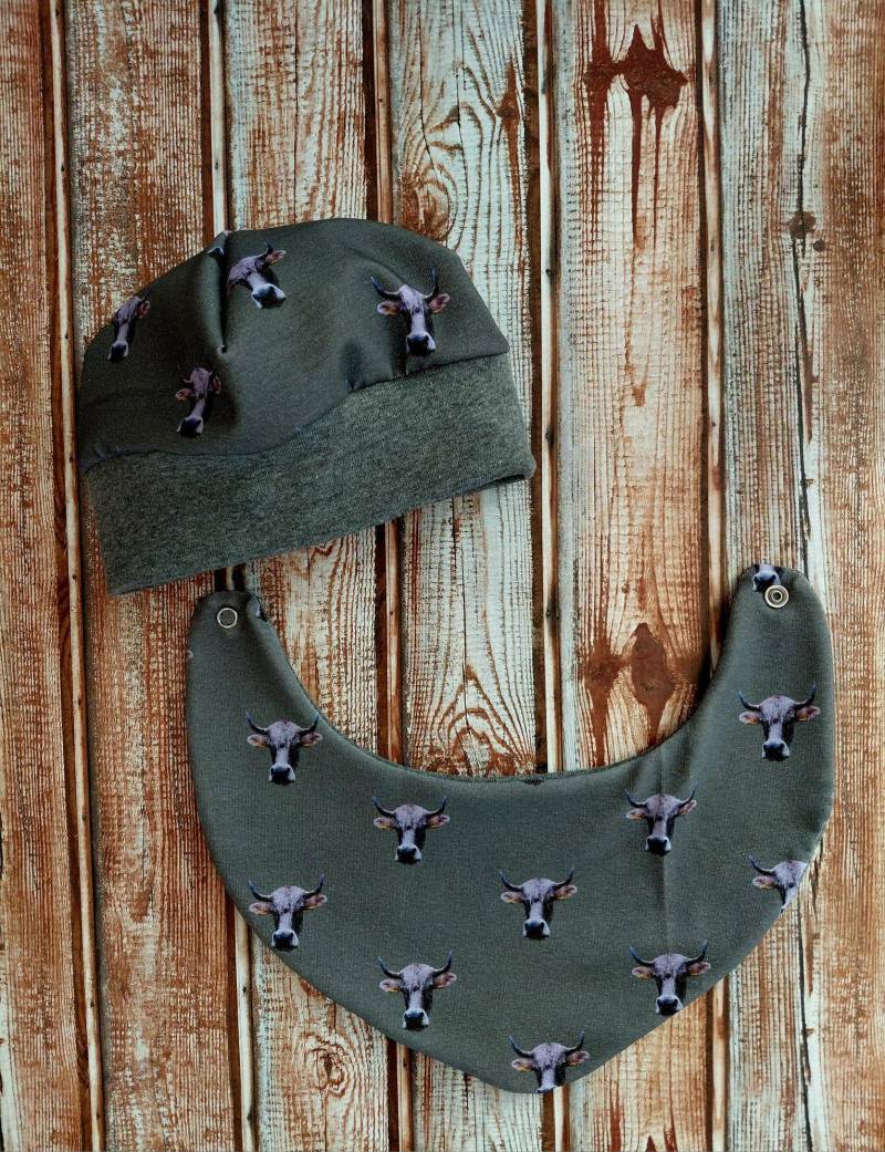 Set Mütze Und Halstuch, Lätzchen Kuh, Geburt Geschenk Taufe Kühe Spucktuch, Beanie von Etsy - ViehVerliebt