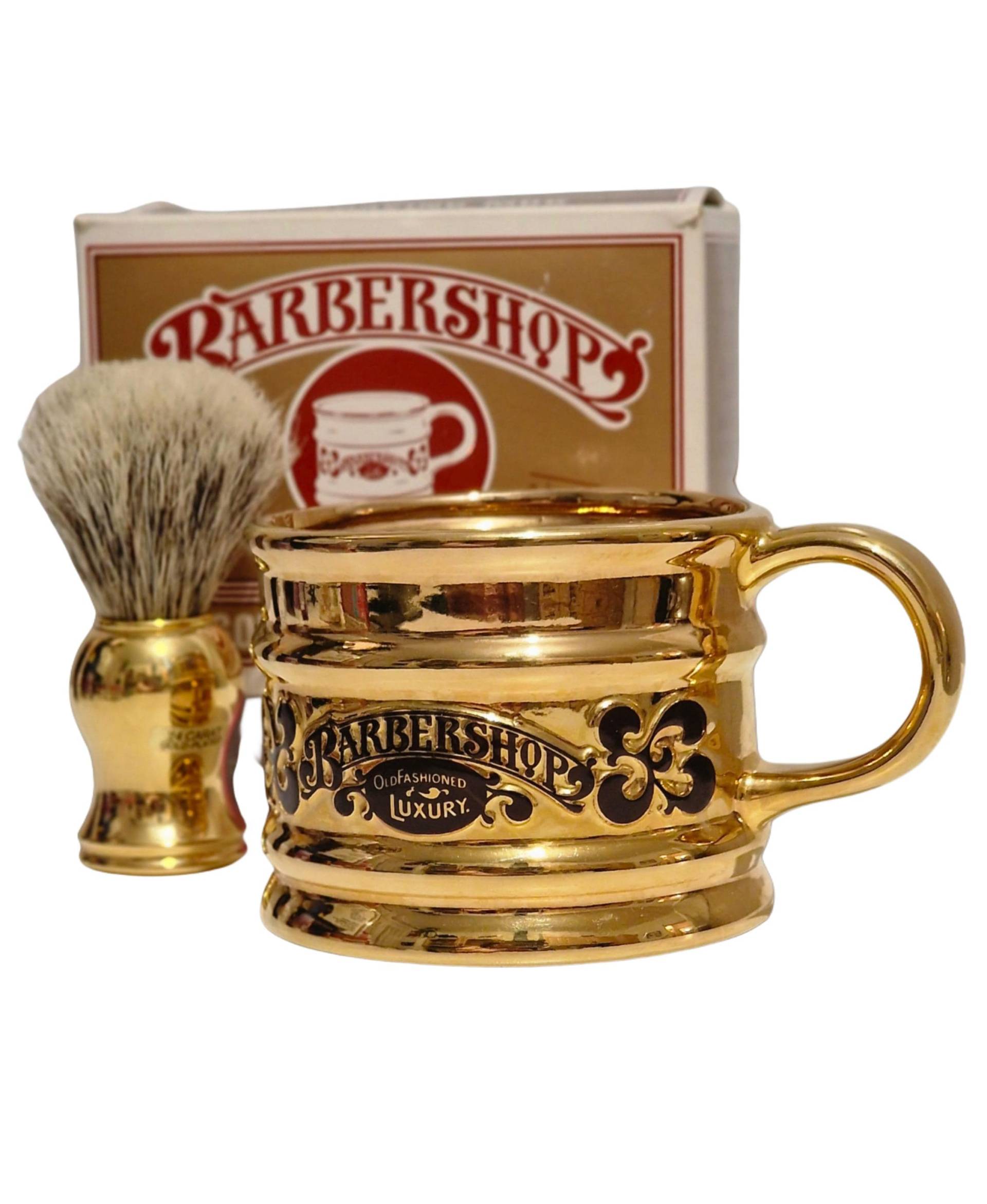 Vintage Franklin Rasiertasse & 24K Gold Dachshaarbürste Kit von Etsy - VintageAlwaysYours