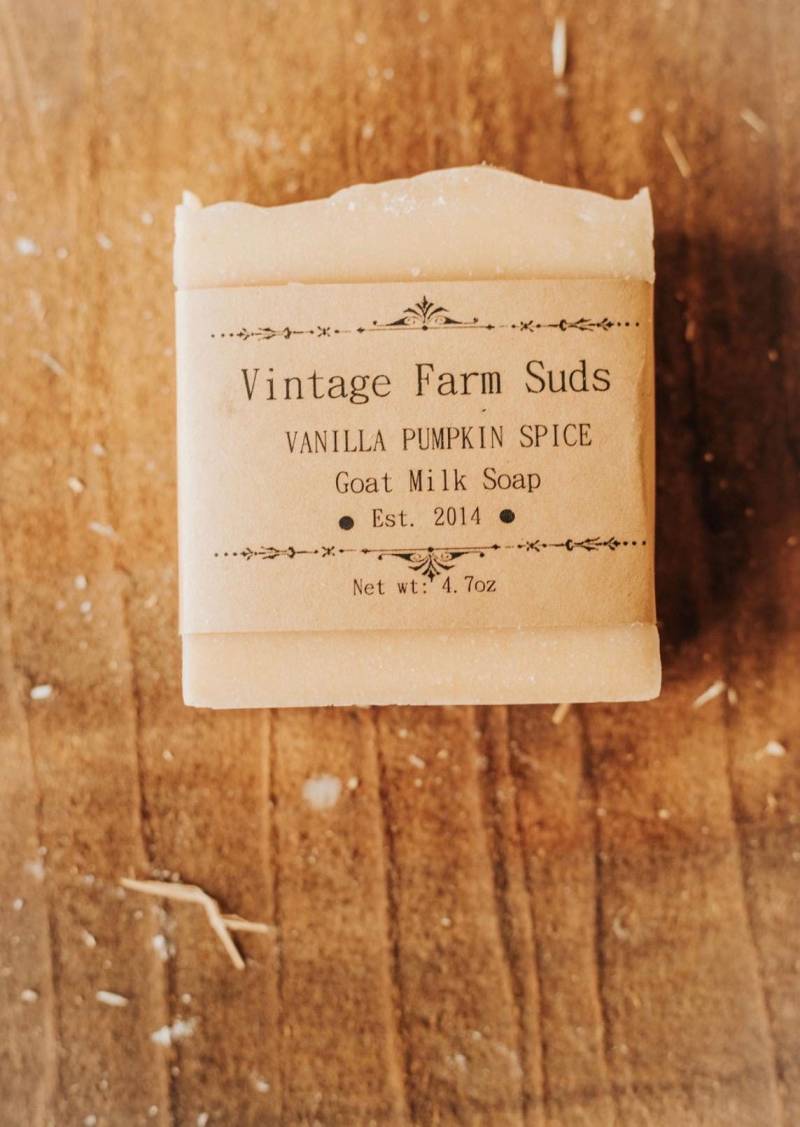 Vanille-Kürbis-Gewürz-Ziegenmilchseife von Etsy - VintageFarmSuds