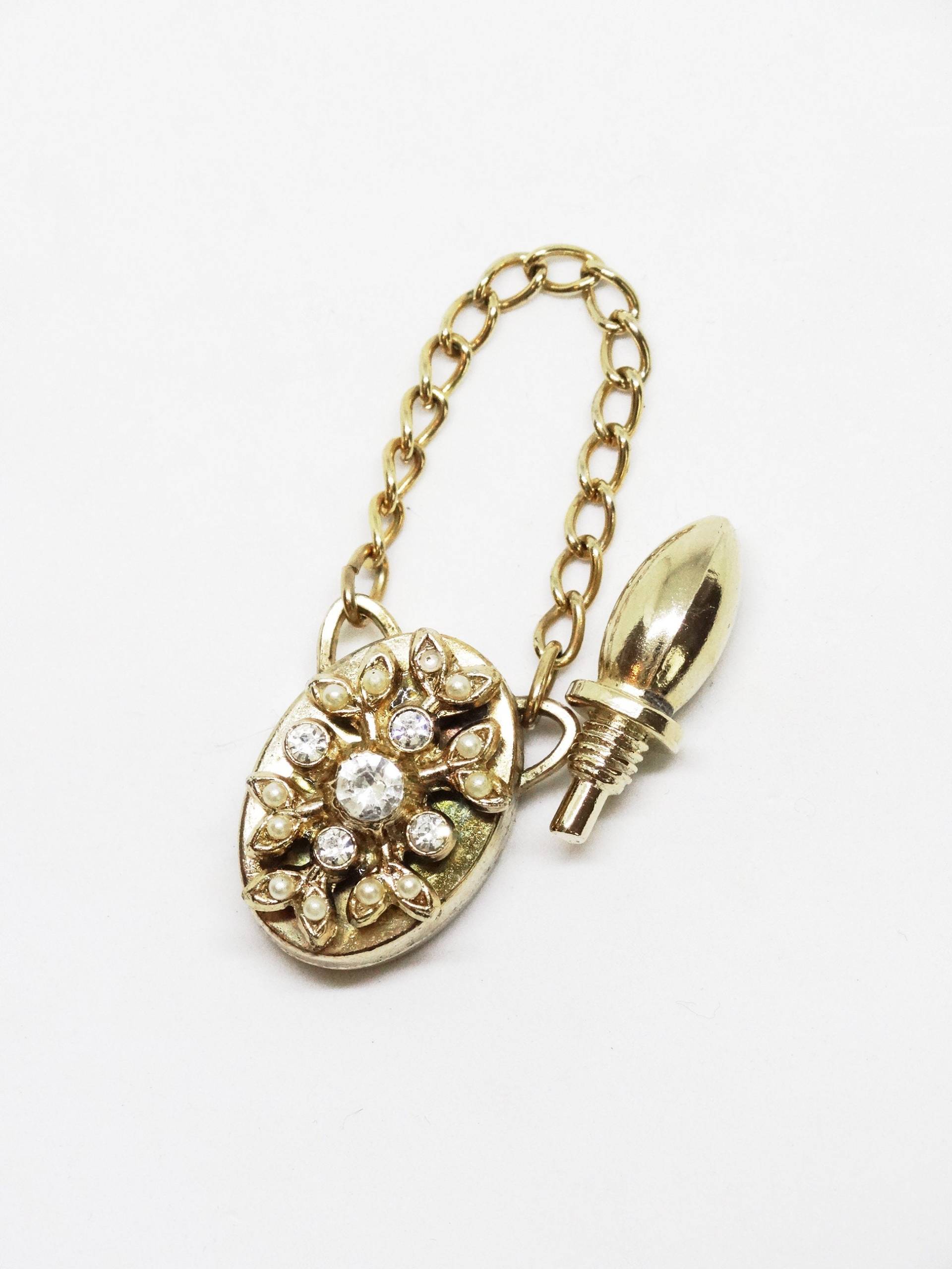 Vintage Mini Parfüm Flacon Chatelaine Strass Faux Perle Dekanter von Etsy - VintageMinks