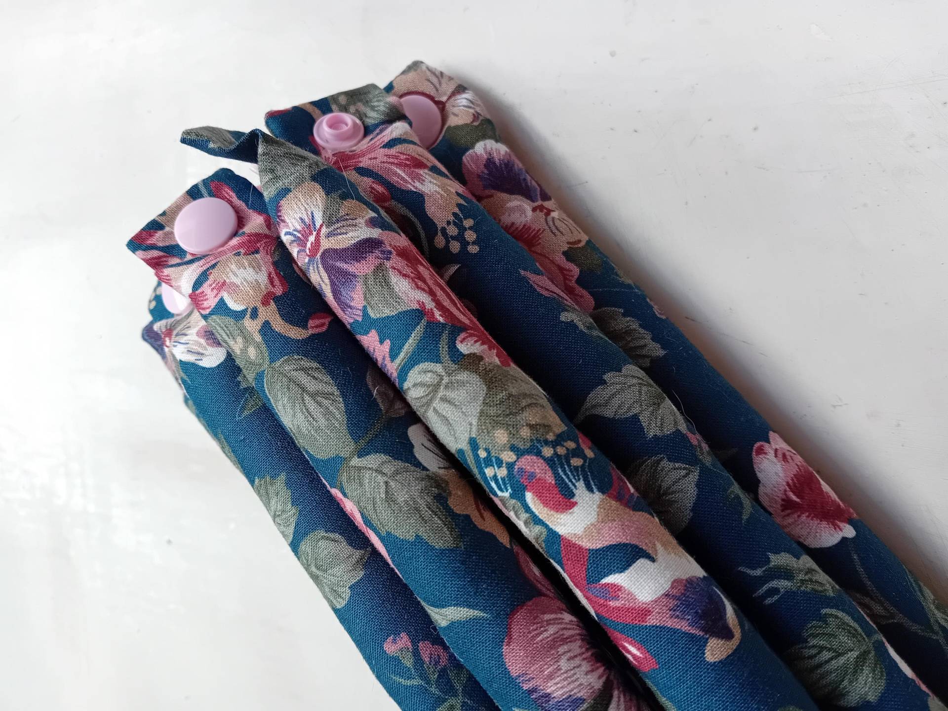 Schlafwickler Lockenwickler Wickler Sleep Curlers Blumen Blüten Blau von Etsy - VintagePatternDE
