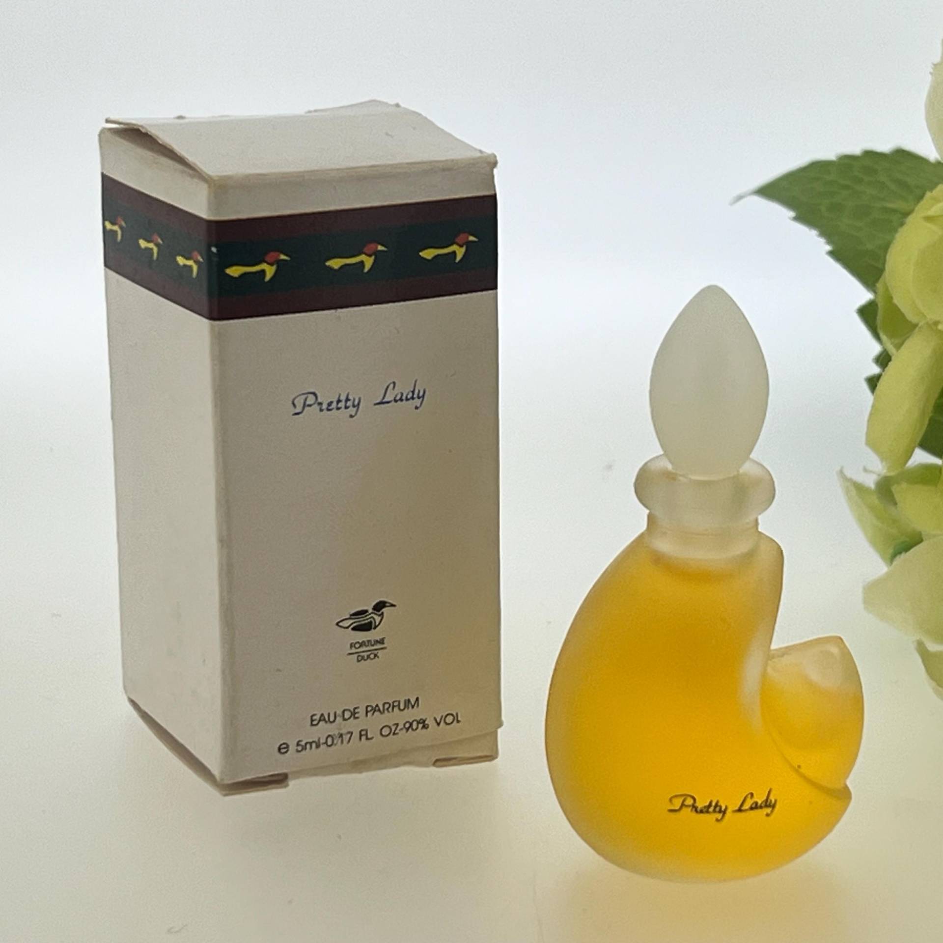 Blumentopf Hübsche Lady Fortune Duck 1990, Blatt, 5 Ml von Etsy - VintagePerfumeShop