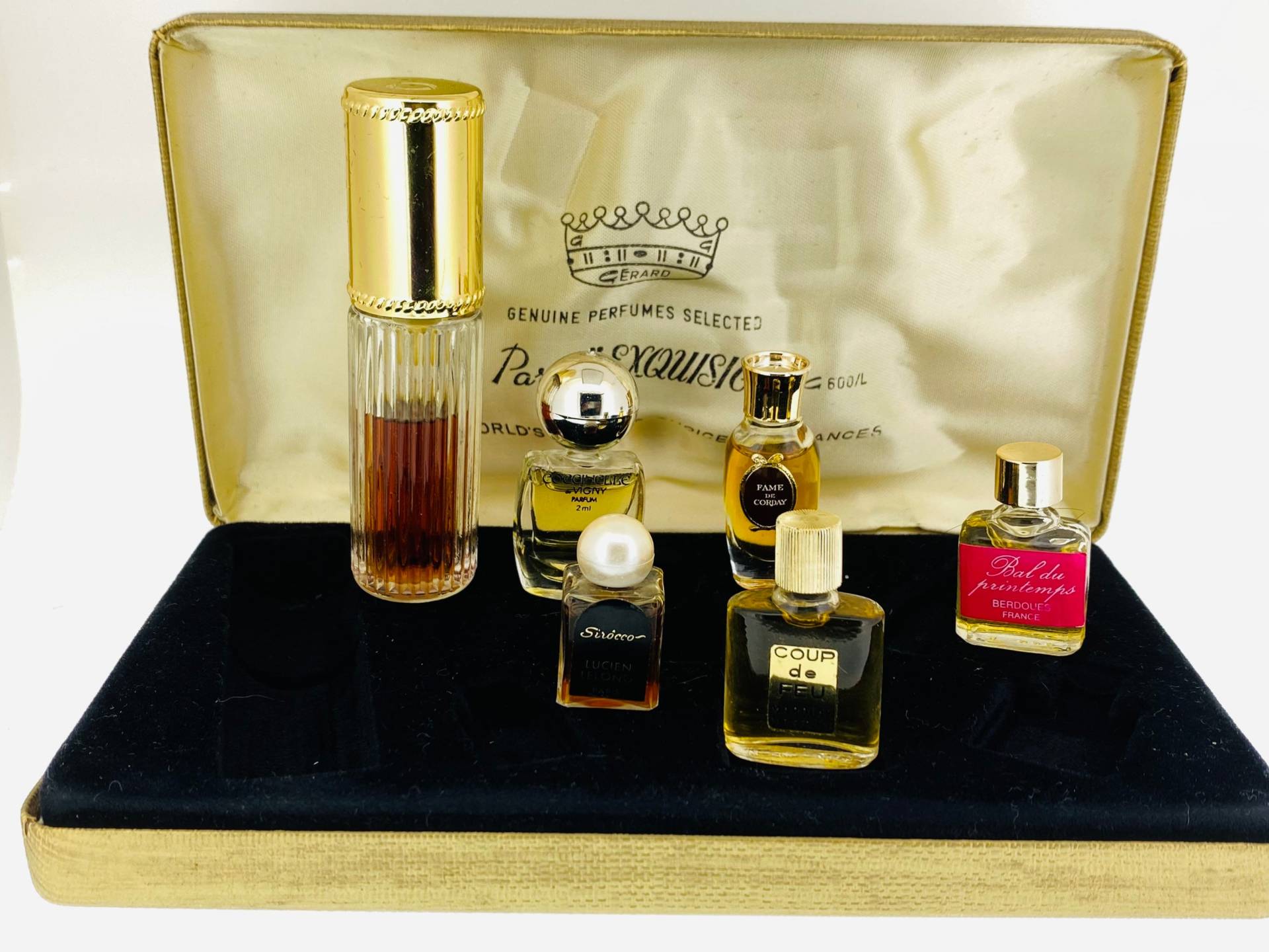 Set Mit 6 Miniaturparfums Paris „Exquisit", Toujours Moi Dana, Sirôcco Lucien Lelong, Coup De Feu L Marquay, Bal Du Printemps Berdoues von Etsy - VintagePerfumeShop
