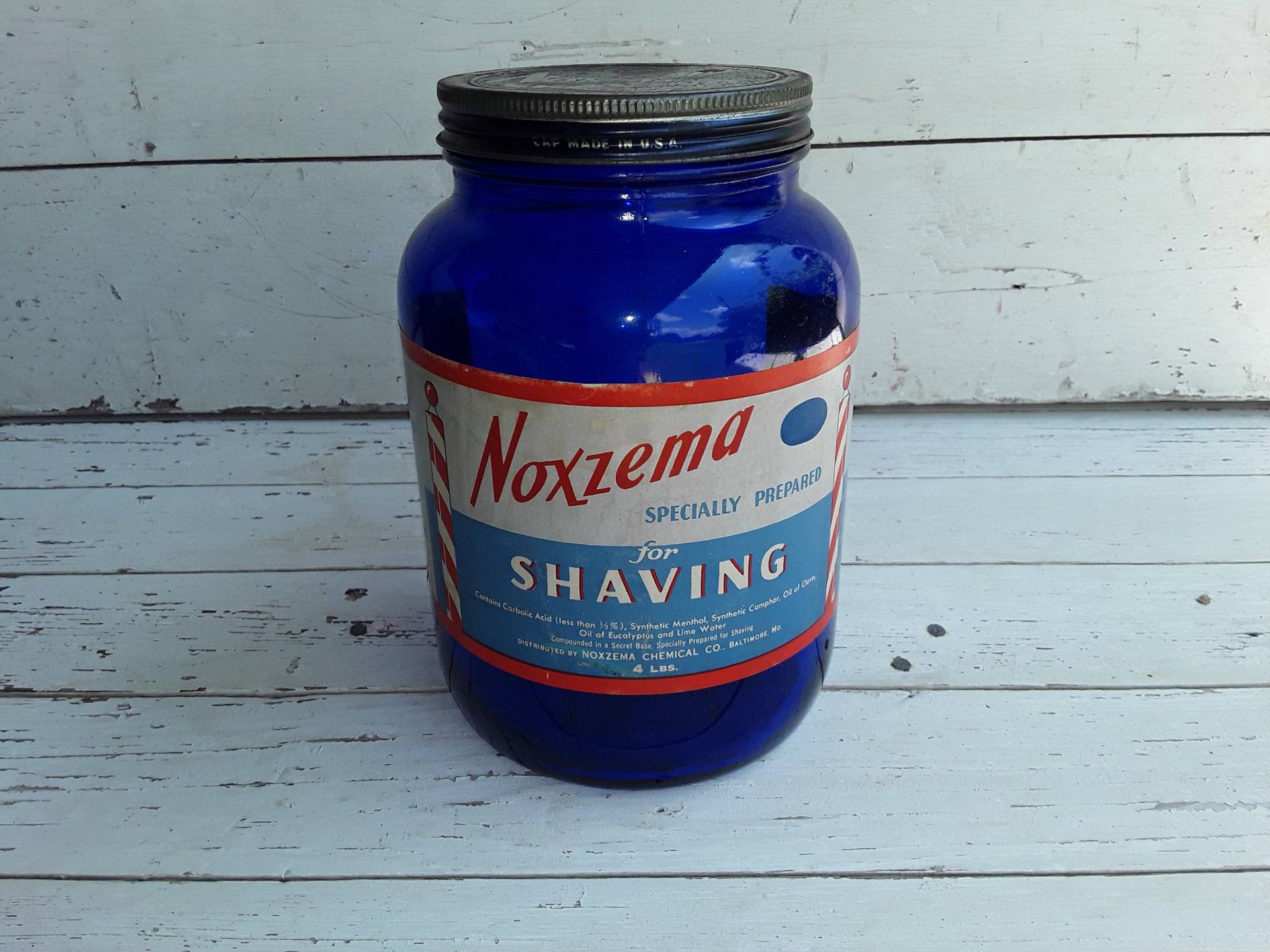 Noxzema Für Rasur Speziell Vorbereitet Kobalt Blau Jar Große 4 Kg Größe 64 Oz Friseur Handel Nur 1940Er Vintage, Rare von Etsy - VintageTennHouse