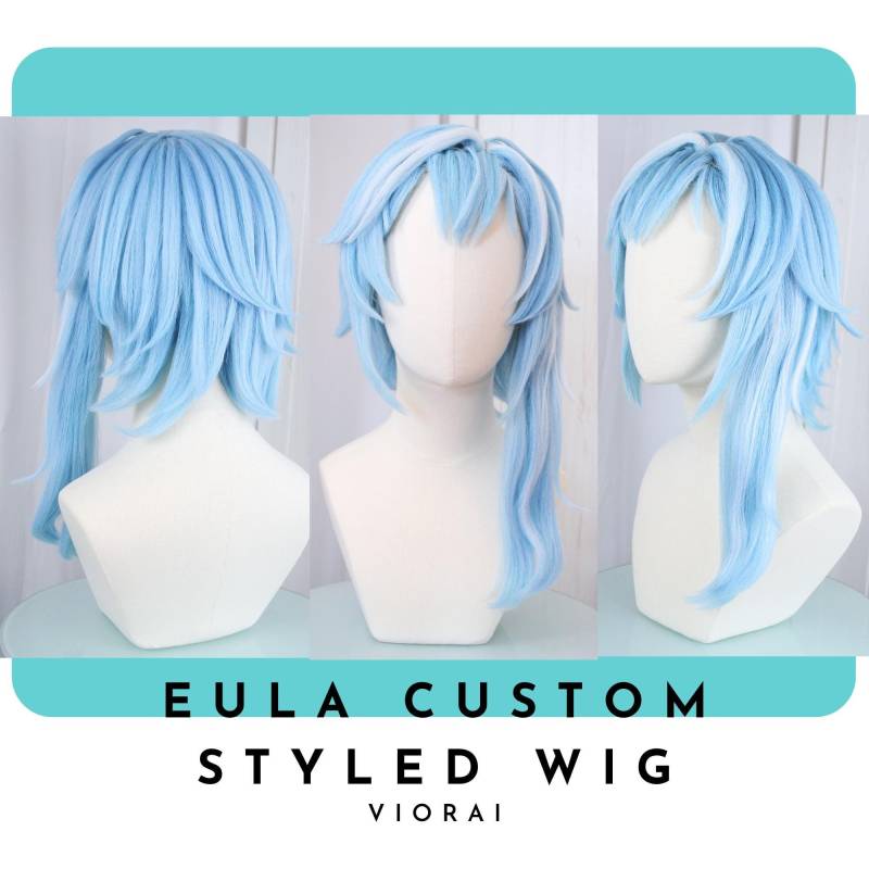 Eula Wig - Genshin Auswirkungen Hellblau Inspirierte Cosplay Perücke von Etsy - Viorai