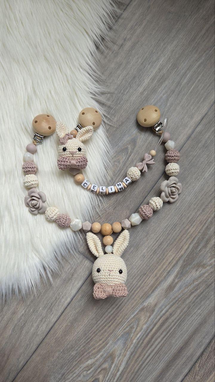 Schnullerkette Mit Namen Hase Kinderwagenkette Mädchen Geschenk von Etsy - VmshopLaden