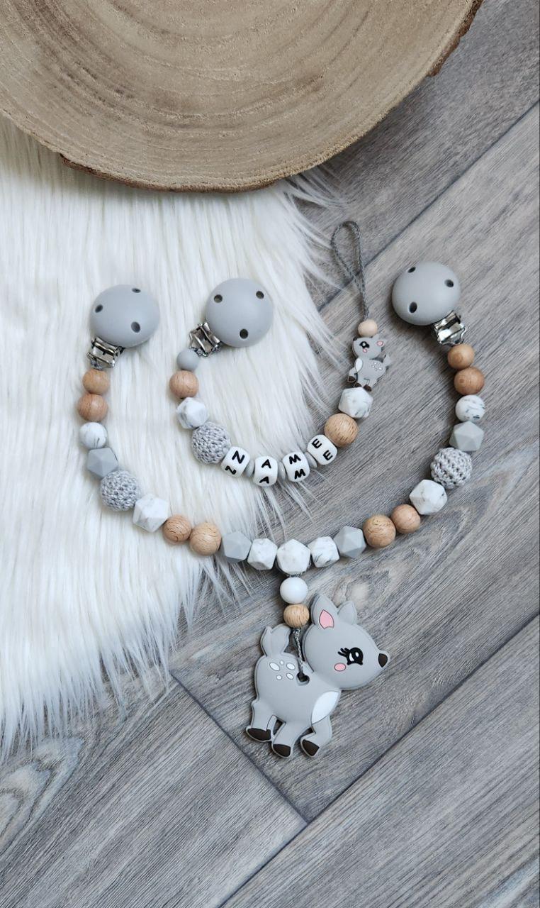 Schnullerkette Mit Wunschnamen Bambi Reh Kinderwagenkette Geschenke von Etsy - VmshopLaden