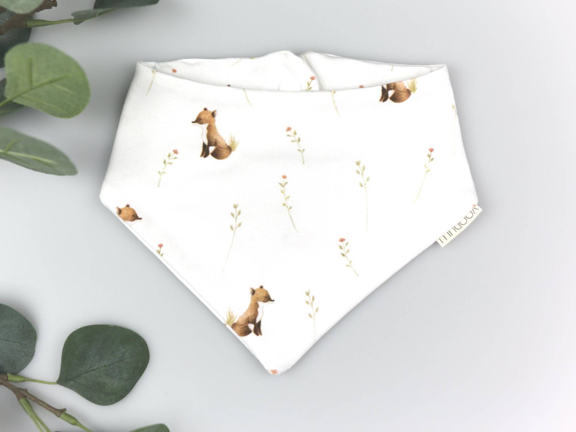 Halstuch Baby Und Kleinkind Mit Füchsen Blümchen - Handmade Dreieckstuch Aus Jersey 0-3 Jahre von Etsy - Voodulu