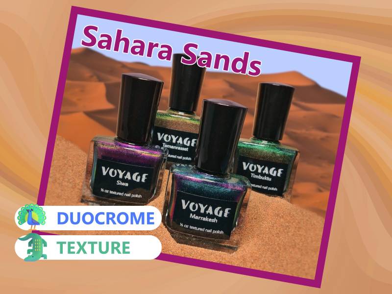 Sahara Sands Strukturiertes Multichrome Indie Nagellack Set, Pink Gold Grün Lila Wüste Inspiriert Wechselnde Herbst Nail Art Kollektion von Etsy - VoyageHues
