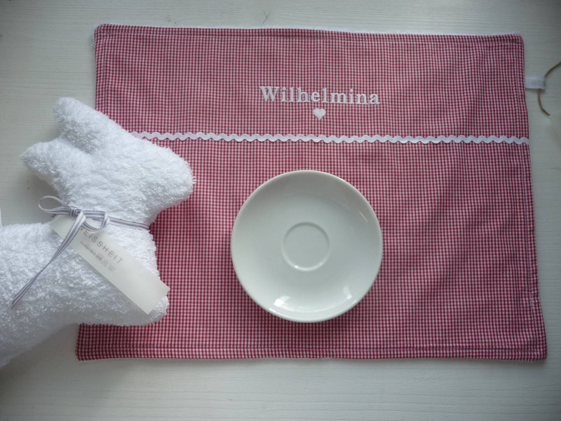 Platzset... Tischset Aus Stoff Vichykaro Mit Namen Und Herz/Stern von Etsy - WEISSHEITshop