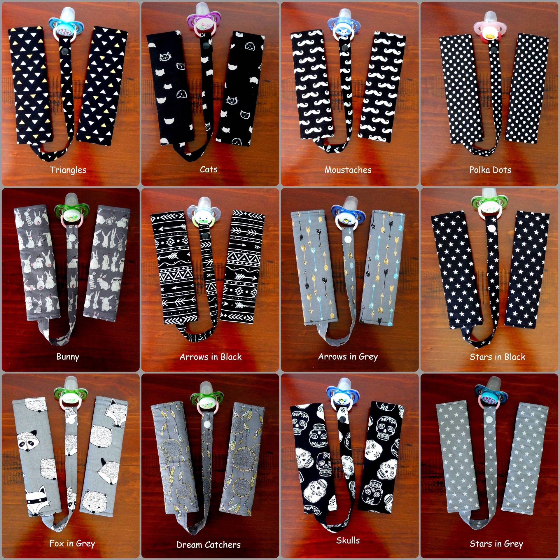 Pfeile Katzen Moustache Polka Dots Schädel Dreiecke Hase Deam Catcehrs - Baby Kinder Sitzgurt Gurt Abdeckung Kinderwagen Autositz Schnullerhalter von Etsy - WMCstore