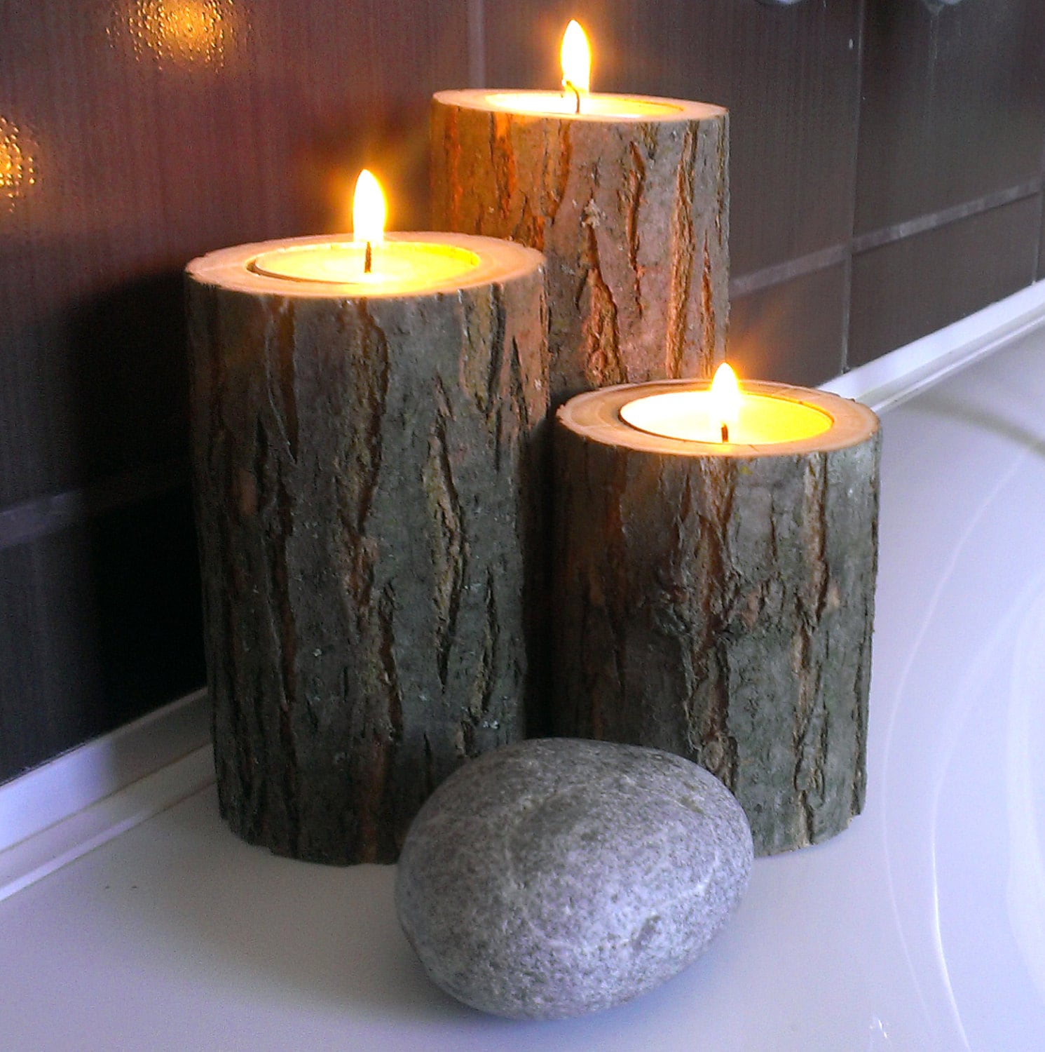 Akazienbaum Ast Kerzenhalter, Badedekor, Teelichthalter, Rustikales Herzstück, Wohndekoration Wald von Etsy - WOODINDECOR