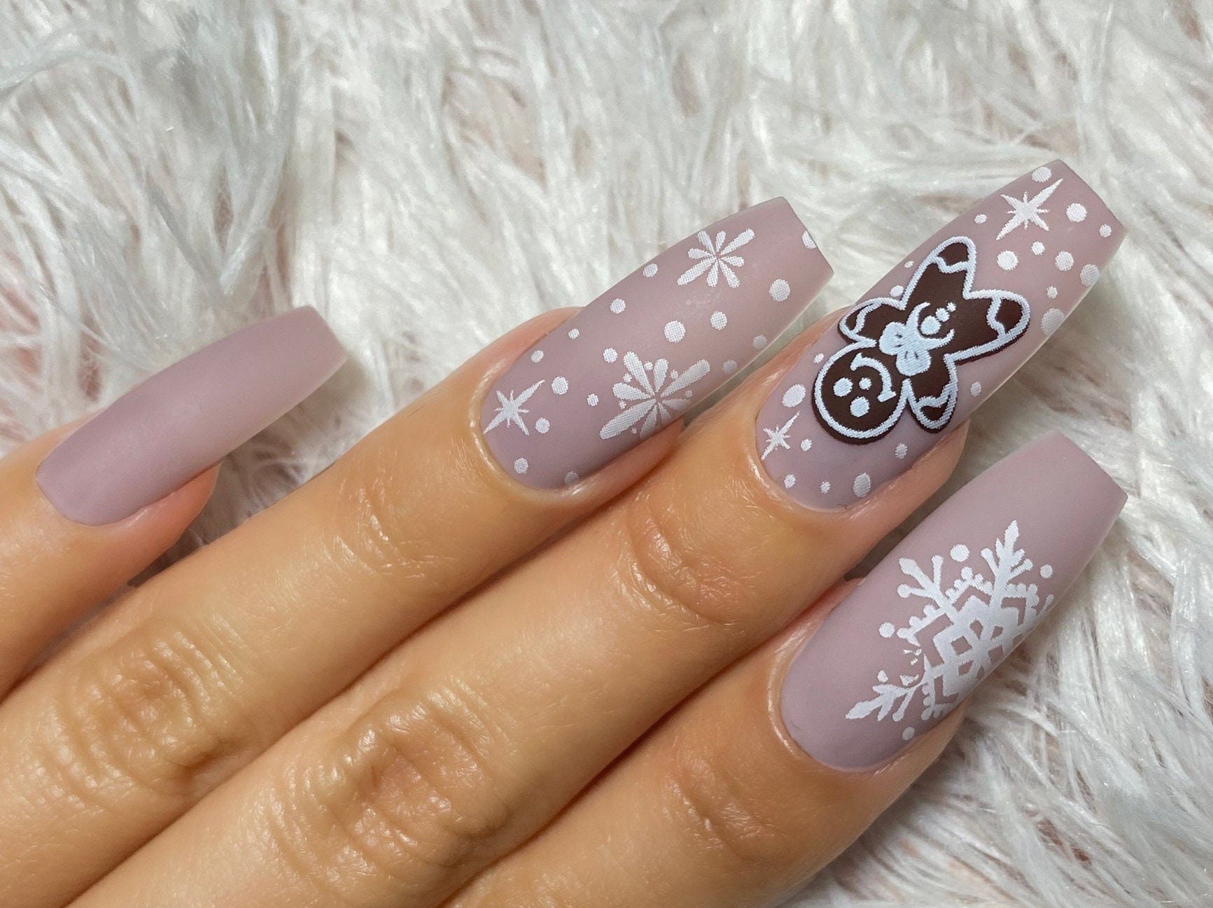 24 Stück Weihnachten Press On Nail | Lang Lavendel/Mauve Lebkuchen 24 Stück Weihnachten Press On Nail | Lang Lavendel/Mauve Lebkuchen von Etsy - Wackazz