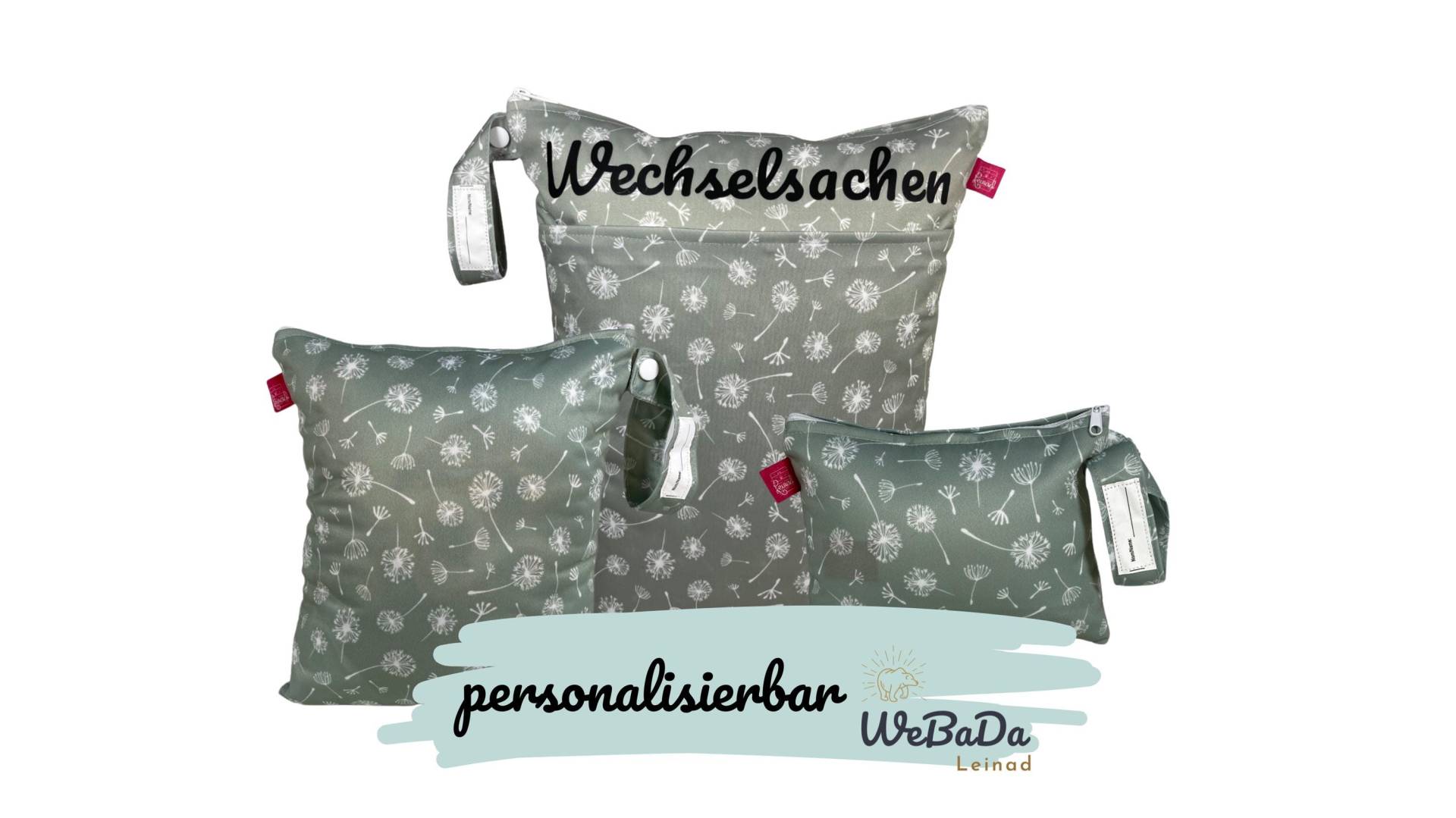 Wetbag 3Er Set "Pusteblume", Salbei, Mit Namensaufdruck - Für Urlaub, Schwimmbad Und Alltag Wetbag 3Er Set "Pusteblume", Salbei, Mit Namensaufdruck - Für Urlaub, Schwimmbad Und Alltag von Etsy - WeBaDaLEINAD