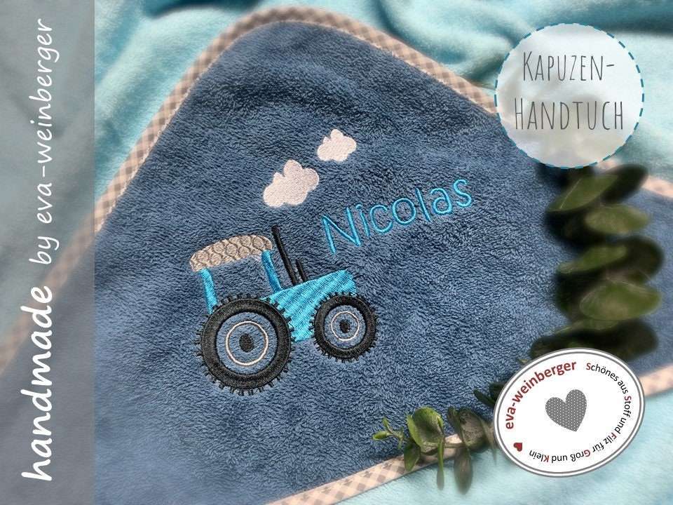 Kapuzenhandtuch , Mit Name Und Traktor Babybadetuch Handtuch Badetuch Geschenk Taufe Geburt Trecker von Etsy - WeinbergerDesign