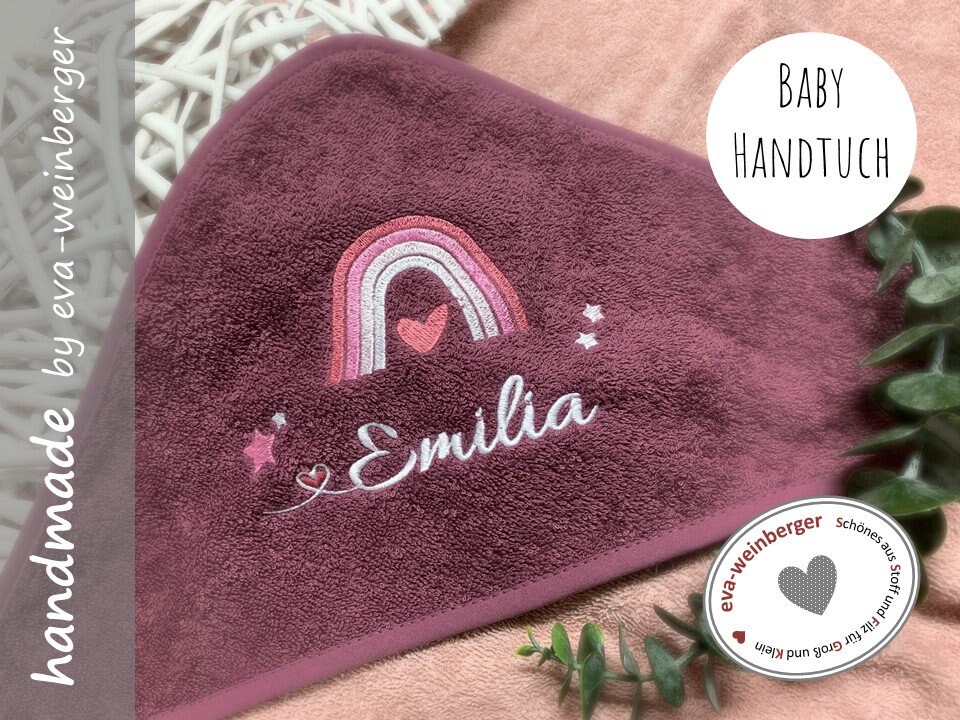 Kapuzenhandtuch 100cm Mauve Rosa Beere Mit Name Badetuch Baby Handtuch Babybadetuch Personalisiert Bestickt Kaputzenhandtuch Mädchen von Etsy - WeinbergerDesign