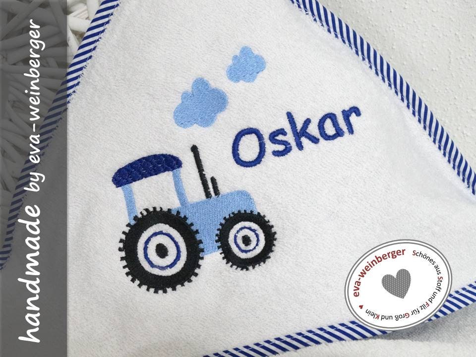 Kapuzenhandtuch Mit Namen 100x100 Traktor Badetuch Baby Handtuch Babybadetuch Personalisiert Bestickt von Etsy - WeinbergerDesign