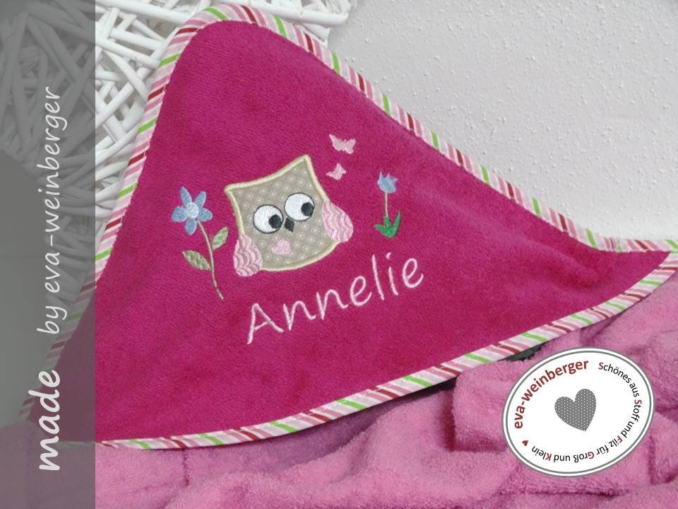 Kapuzenhandtuch Mit Namen Eule Geschenk Zur Taufe Geburt Babyparty Geburtstag Babyshower Babyhandtuch von Etsy - WeinbergerDesign