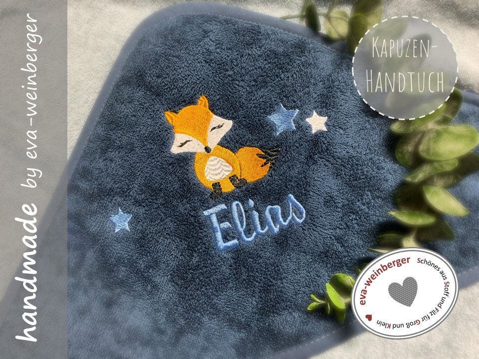 Kapuzenhandtuch Mit Namen Fuchs Geschenk Zur Taufe Geburt Babyparty Geburtstag Babyshower Babyhandtuch von Etsy - WeinbergerDesign