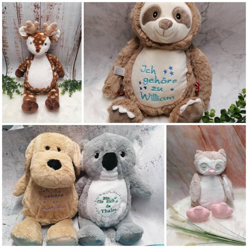 Besticktes Kuscheltier Faultier, Hund, Koala von Etsy - WelzEmotion1