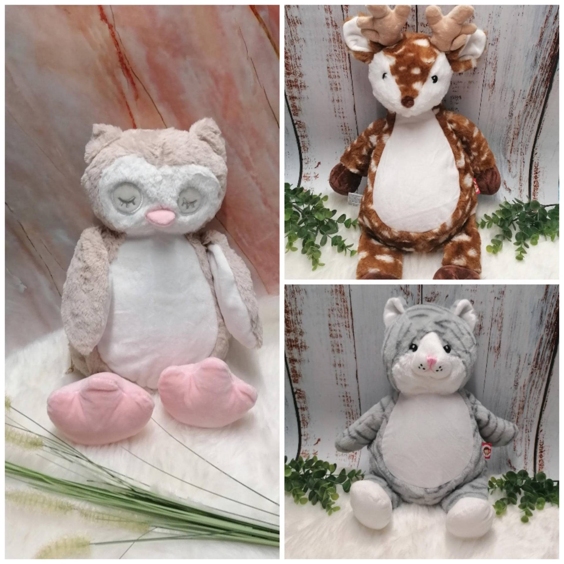 Besticktes Kuscheltier Mit Wunsch Personalisierung, Katze, Reh, Eule von Etsy - WelzEmotion1