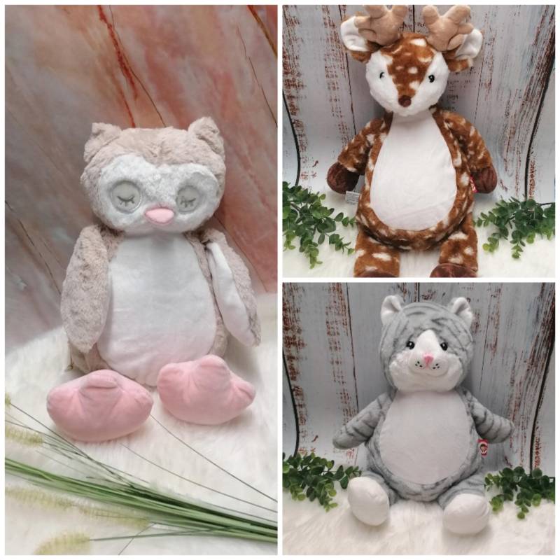 Besticktes Kuscheltier Mit Wunsch Personalisierung, Katze, Reh, Eule von Etsy - WelzEmotion1