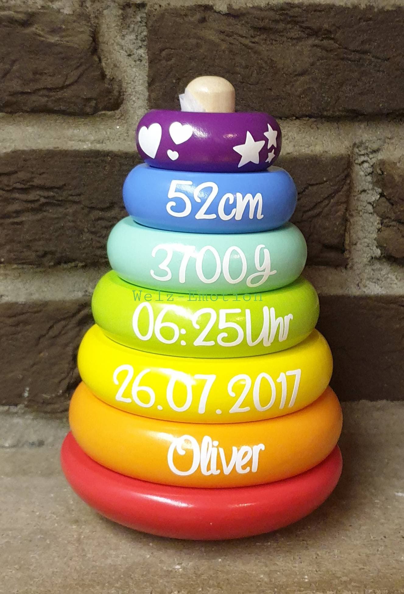 Dekoration Stapelturm Regenbogen/Holz Pyramide Personalisiert Geschenk Geburt Taufe Newborn/ Nicht Zum Spielen Geeignet von Etsy - WelzEmotion1